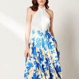 Sensebymei Curved Waist Floral Maxi Skirt