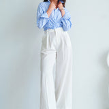 NAVY & WHITE STRIPED SHIRT