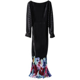 PLEATED SKIRT PRINT DRESS