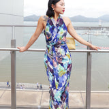 ART-PRINTED SILK DRESS‌