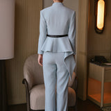 Sensebymei Wide-Waistband Cuffed Trousers