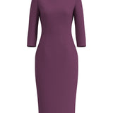 V-NECKLINE DRESS IN DARK PURPLE