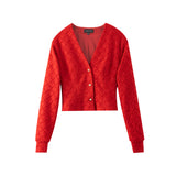 PETAL JACQUARD KNITTED CARDIGAN