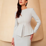 LIGHT BLUE PEPLUM DRESS