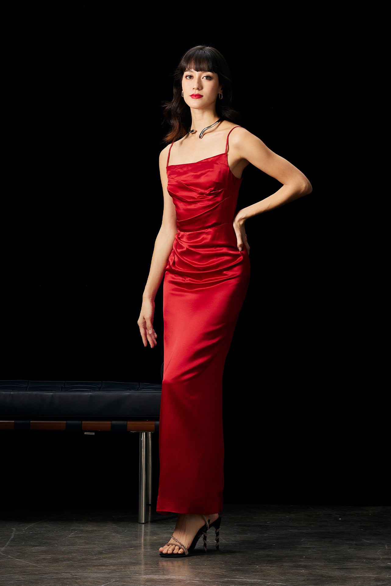 ACETATE BLEND EVENING GOWN
