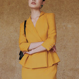 SENSEBYMEI Professional Power Dress — Ginger Yellow / Royal Blue