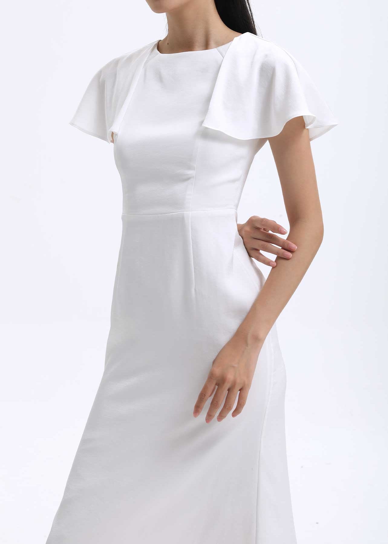 CAPE STYLE DRESS IN WHITE