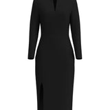 LONG SLEEVE V NECK DRESS