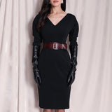 OVERSIZED V-NECK STRETCH DRESS
