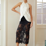 MANDARIN-COLLAR JACQUARD BLOUSE