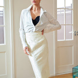 WHITE ROSE JACQUARD  SKIRT