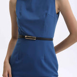 CLASSIC BOAT NECK DRESS IN DARK BLUE