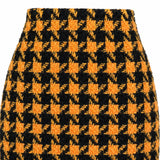 THE ARCHITECT High-Waist Straight Houndstooth Wool-Blend Mini Skirt