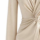 THE TWIST Twist-Front V-Neck Acetate-Blend Long-Sleeve Top