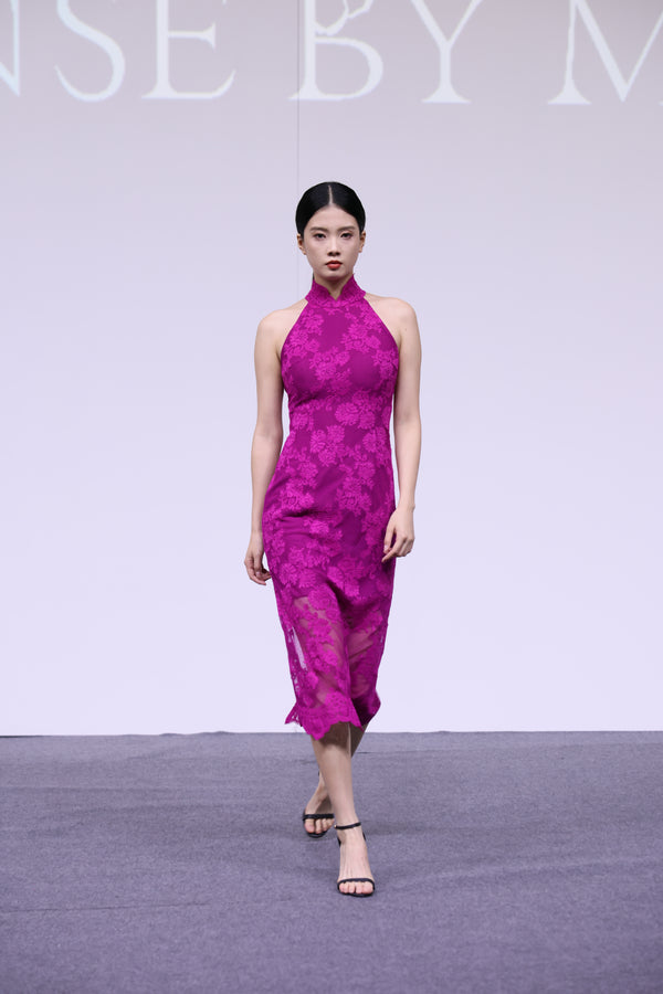 ROSE RED LACE CHEONGSAM /QIPAO