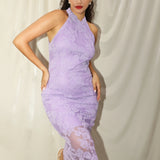 MODERN SLEEVELESS LACE CHEONGSAM