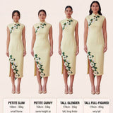 Embroidered Cheongsam In Pastel Yellow（ Below-The-Knee）Qipao Dress