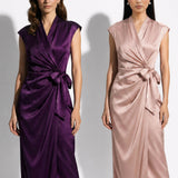 Sense by Mei Violet Satin Wrap Dress